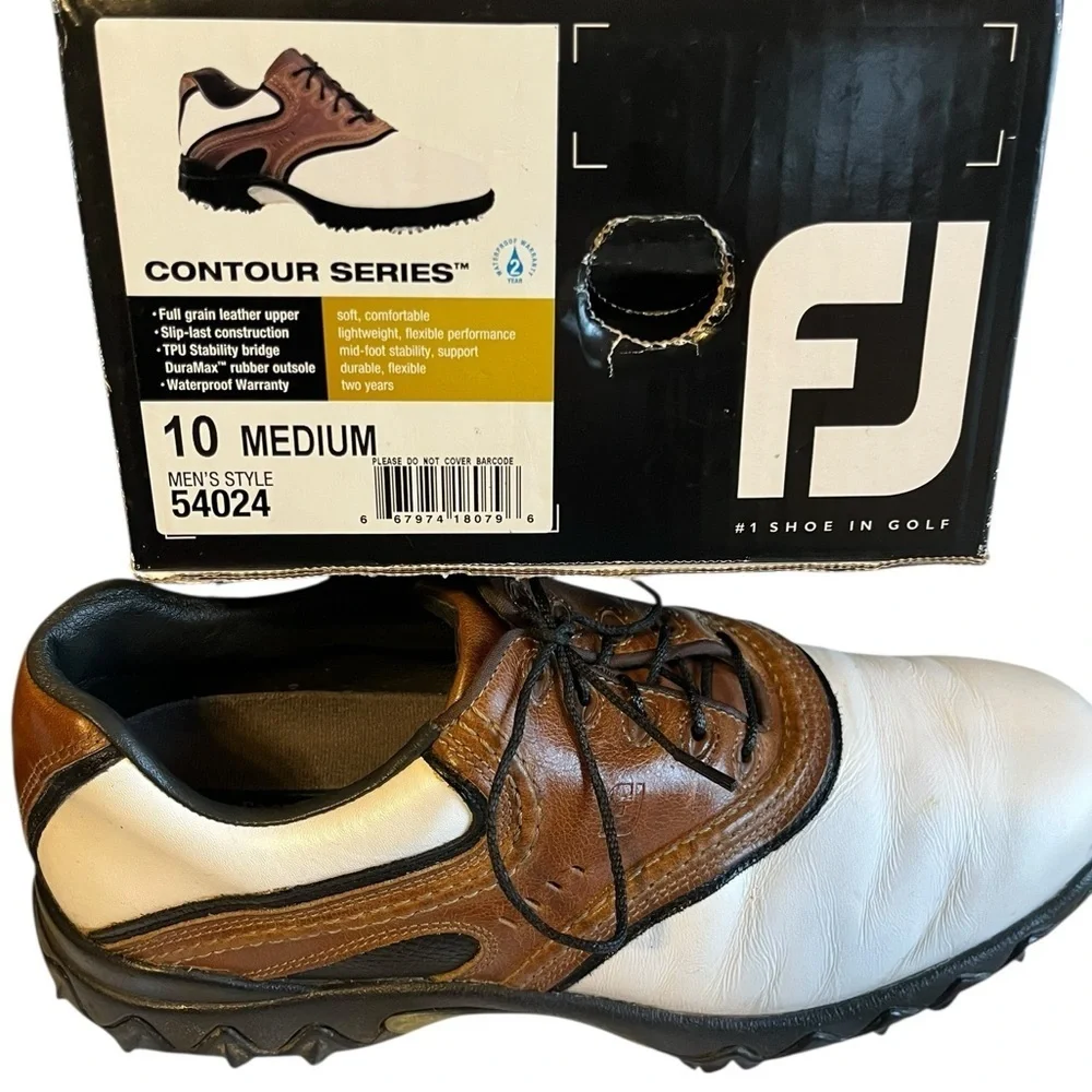 FootJoy 54024 Contour Series Men’s Golf Shoes Size 10 Leather Athlesure